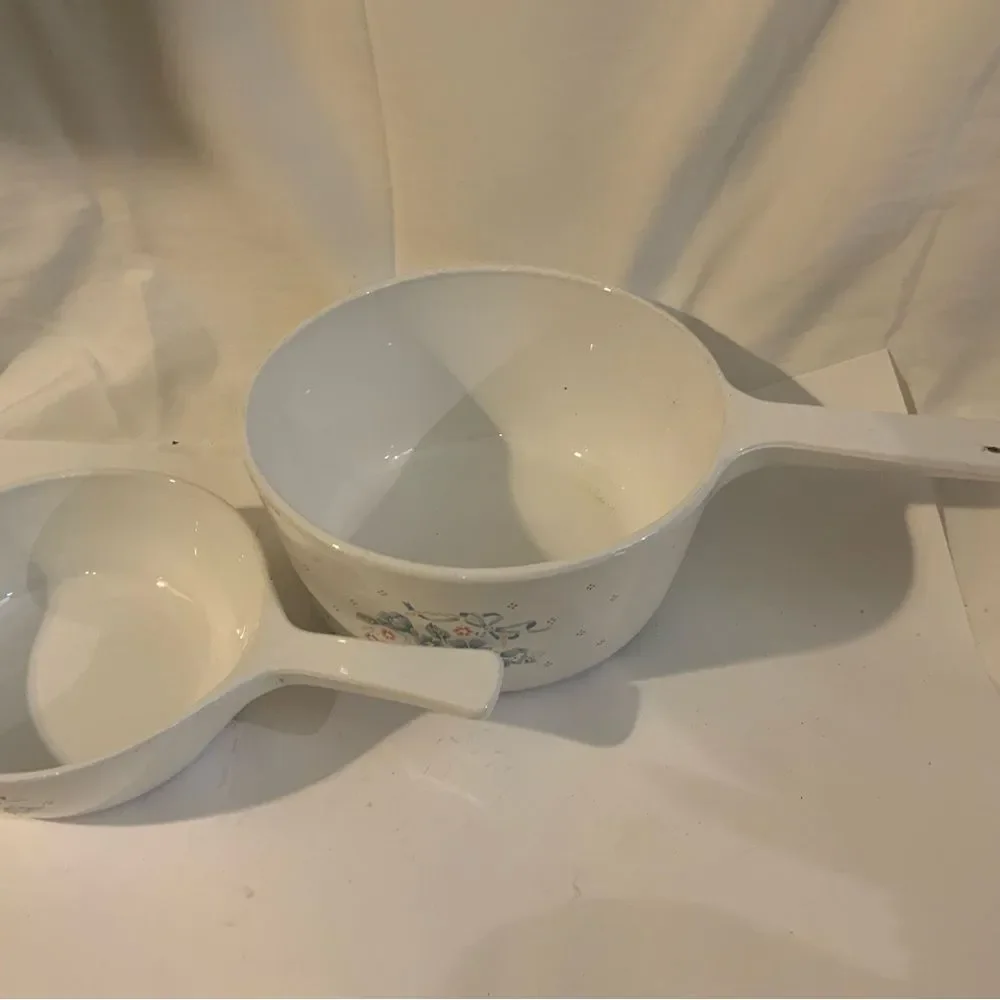 Set of 2 Corning Ware Country Cornflower S-15-B Saucepan no Lid, 1.5 L & 0.5L